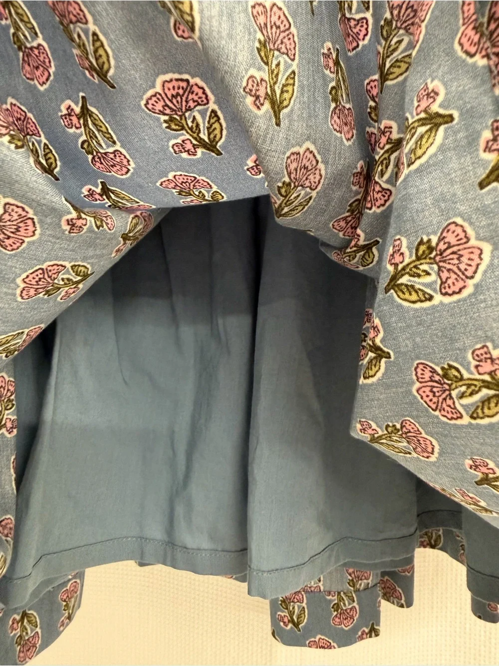 NEXT Girls' Blue Floral Smocked Long-Sleeve Dress